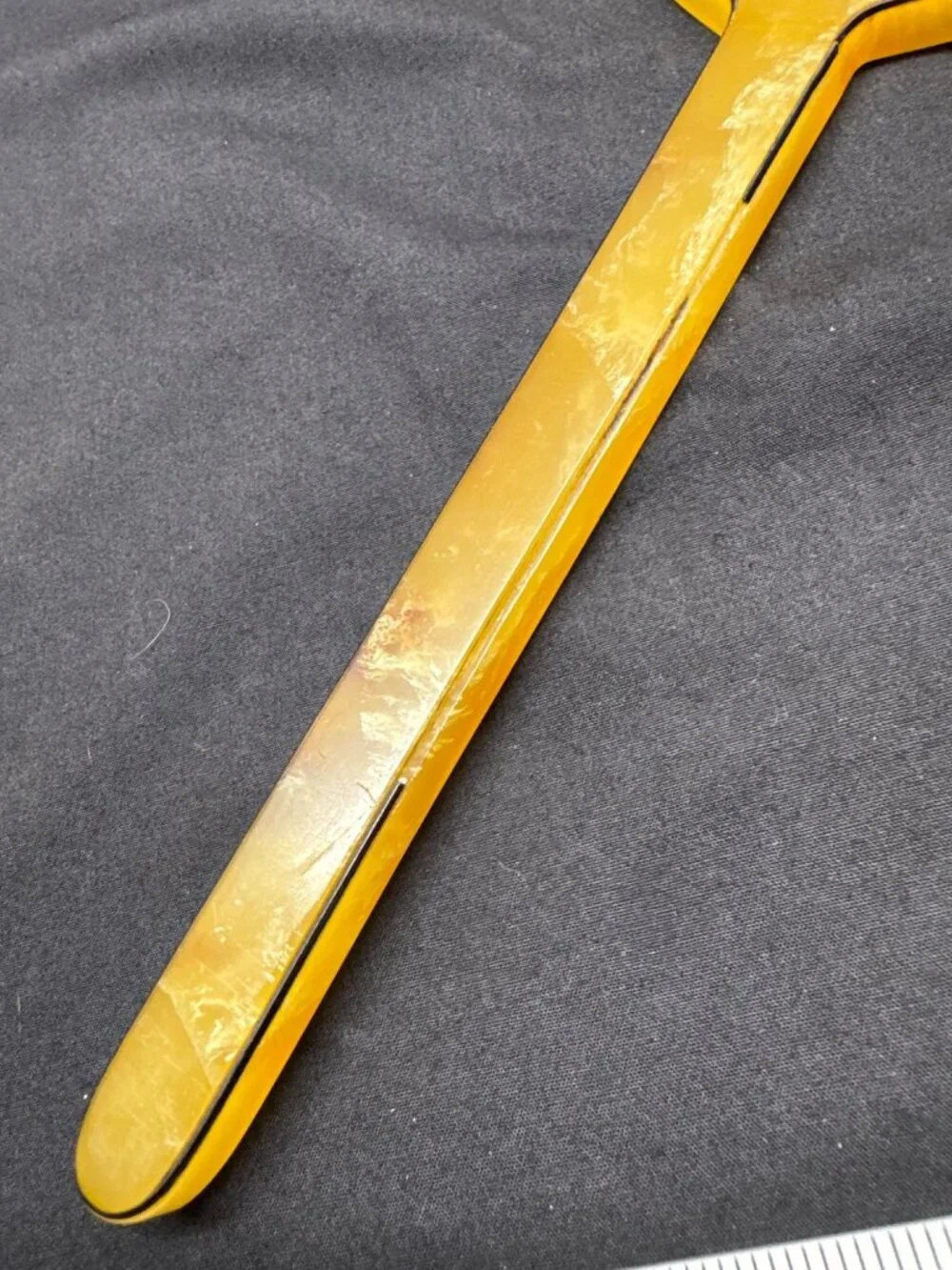 Vintage Art Deco Tortoiseshell Bakelite Hand Mirror Marbled Yellow Handle And Ov